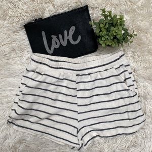 Lush Lounge Striped Terry Shorts 💗 White & Navy
